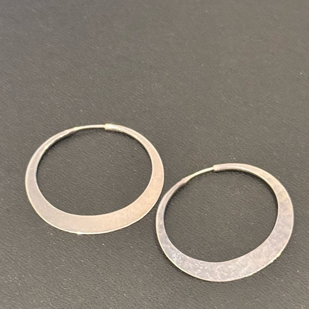 Hammered Silver Hoops! - image 3